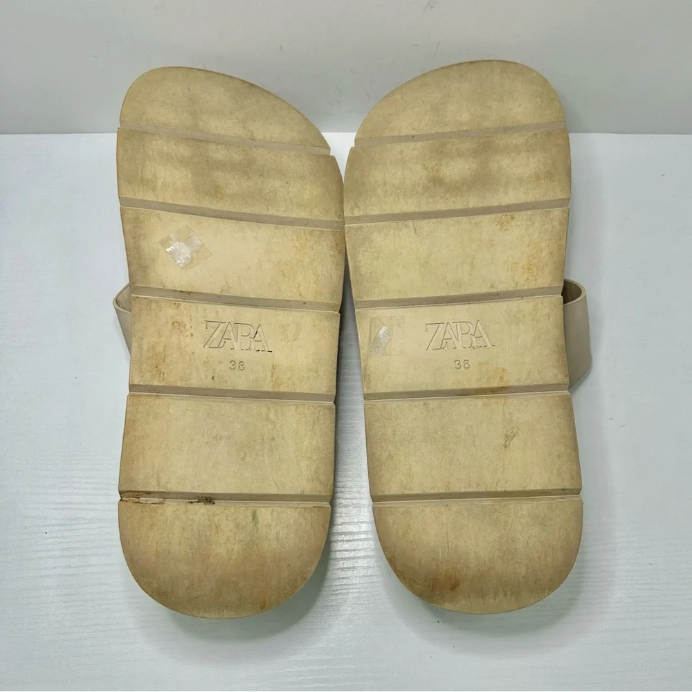 Zara Cream Chunky Platform Y2K 90’s Slide Sandals Sz 38 EU - Picture 8 of 12